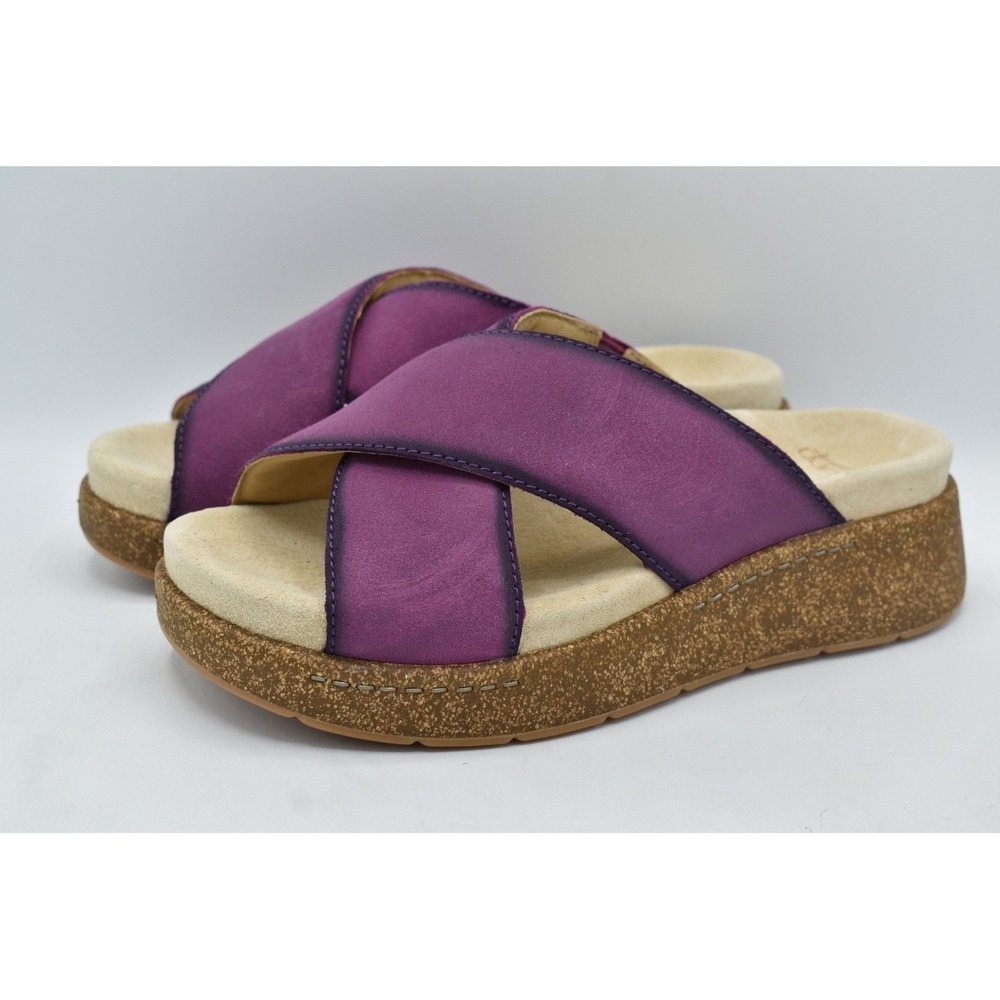 Dansko Bridget Platform Slide Sandals Womens EU 41 Plum Suede New BOHO Beach